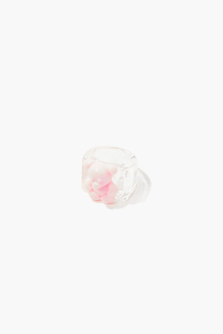 Women Teddy Bear Cocktail Ring in Pink/White,  8 FOREVER 21 on sale 2022 2