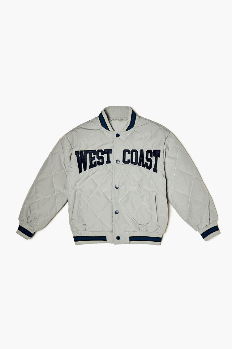 Kids West Coast Graphic Bomber Jacket (Girls + Boys) in Grey,  5/6 (Girls on sale 2022