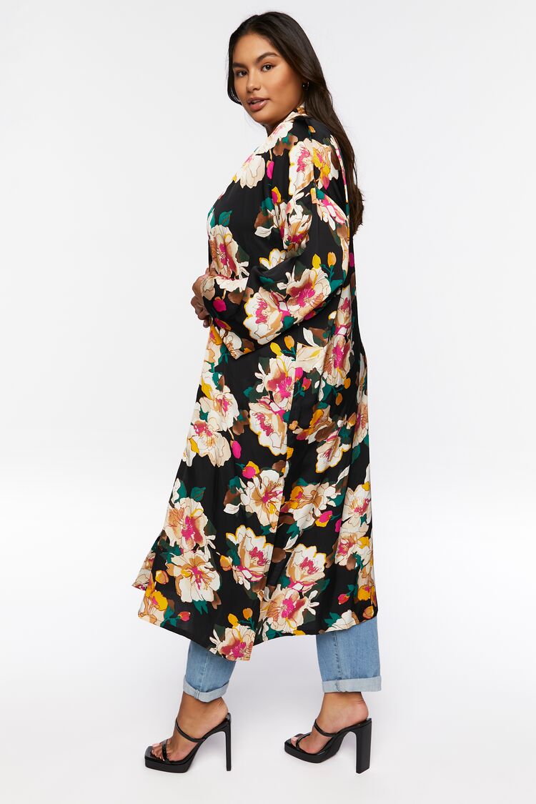 Women’s Floral Print Kimono in Black,  0X black on sale 2022 4