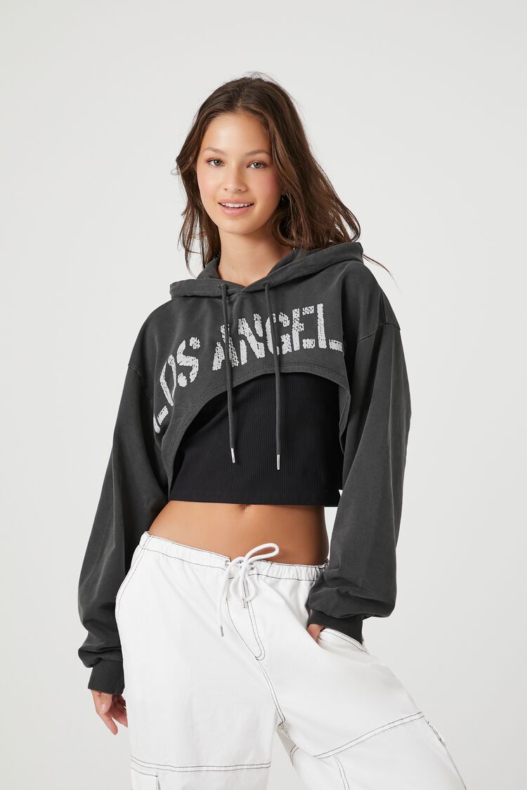 Forever 21 Boston Graphic Cropped Zip-Up Hoodie - ShopStyle