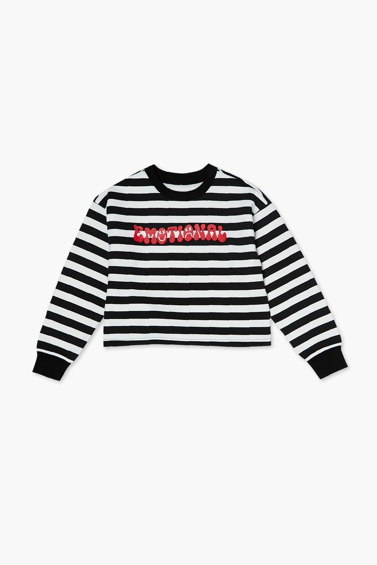 Girls Emotional Graphic Pullover (Kids) in White/Black,  7/8 (Girls on sale 2022