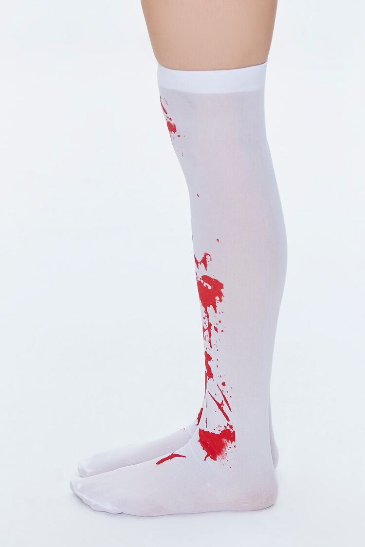 Blood Print Over-the-Knee Socks in White Accessories on sale 2022 2