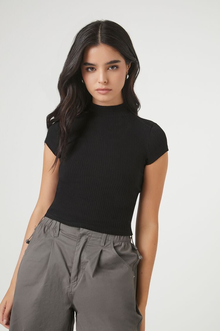 Ribbed Mock Neck Tee | Forever 21