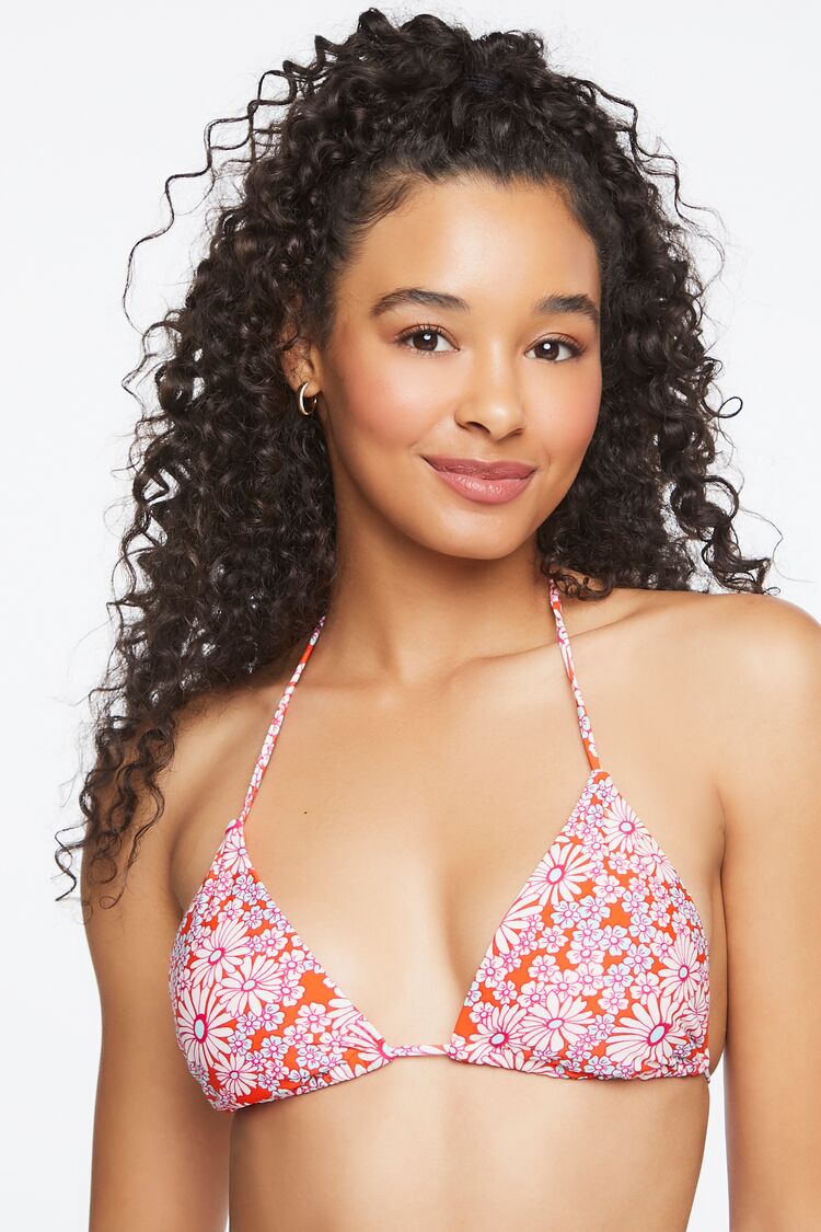 Women Floral Print Halter Bikini Top in Fiesta Small FOREVER 21 on sale 2022