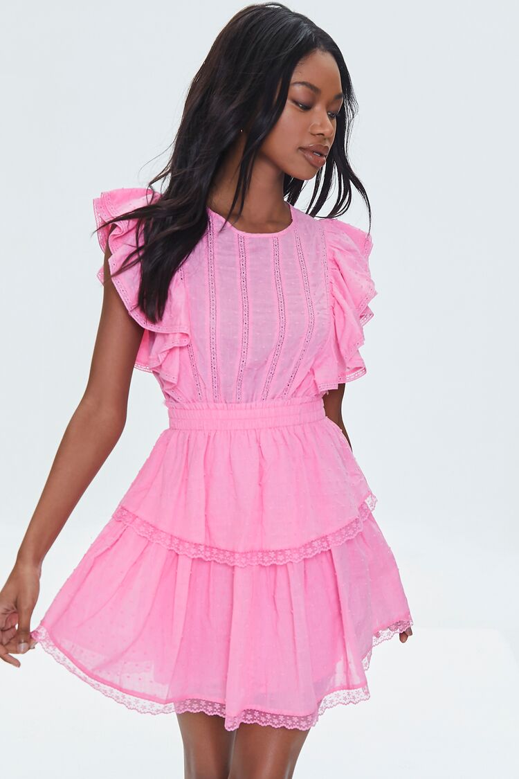 Clip Dot Lace Ruffled Mini Dress | Forever 21