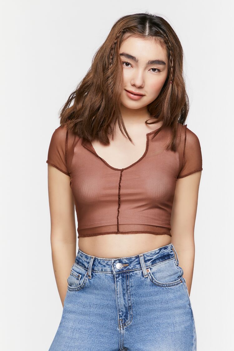 Glad to Sheer It Mesh Crop Top