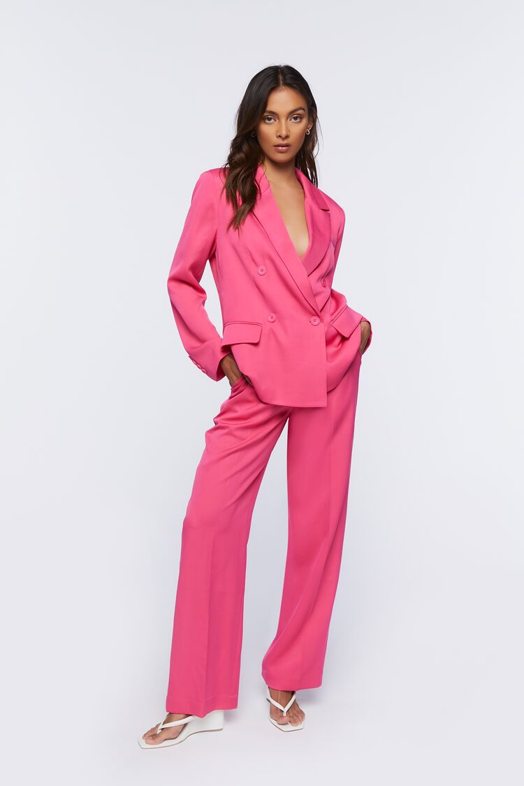 Women’s Double-Breasted Suit Blazer & Pants Set in Hot Pink Medium blazer on sale 2022
