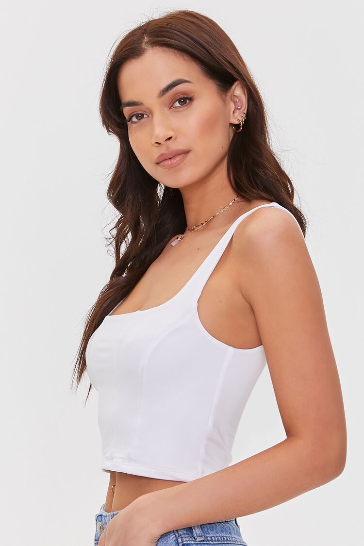 Women Seamed Crop Top in White Medium FOREVER 21 on sale 2022 4