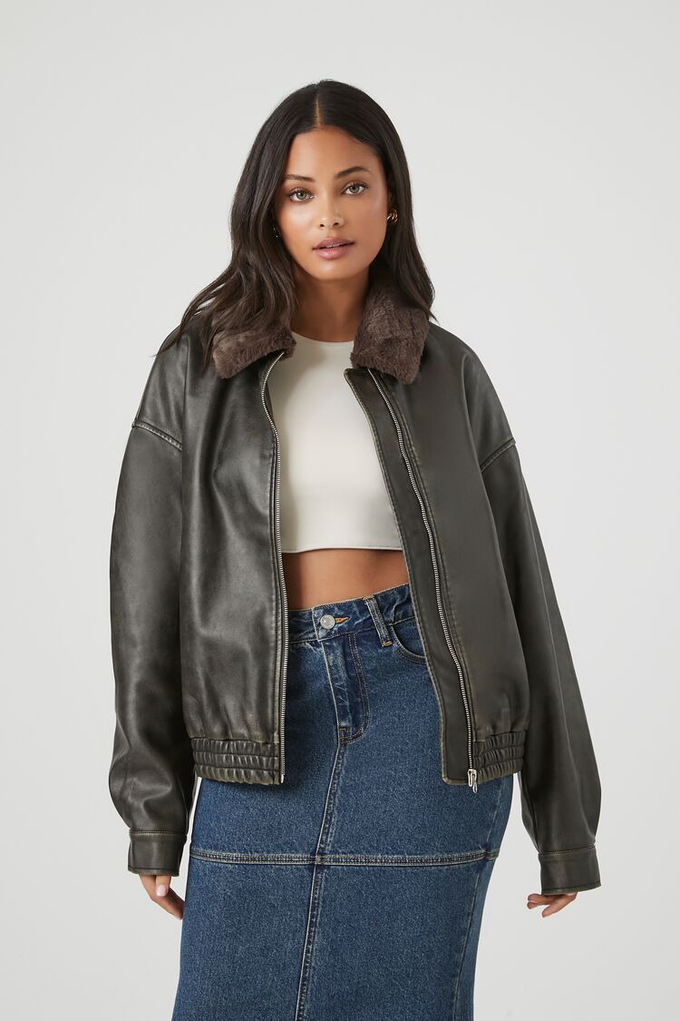 Faux Leather Bomber Jacket | Forever 21