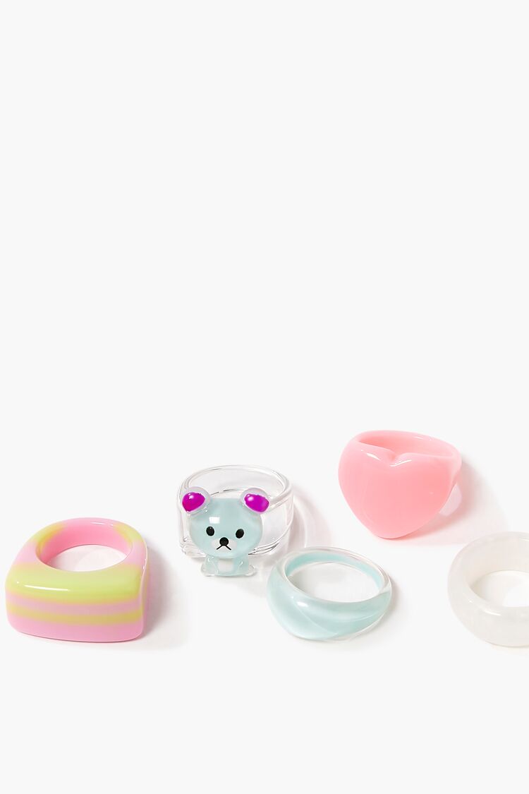 Women Teddy Bear Cocktail Ring Set in Pink,  8 FOREVER 21 on sale 2022 2