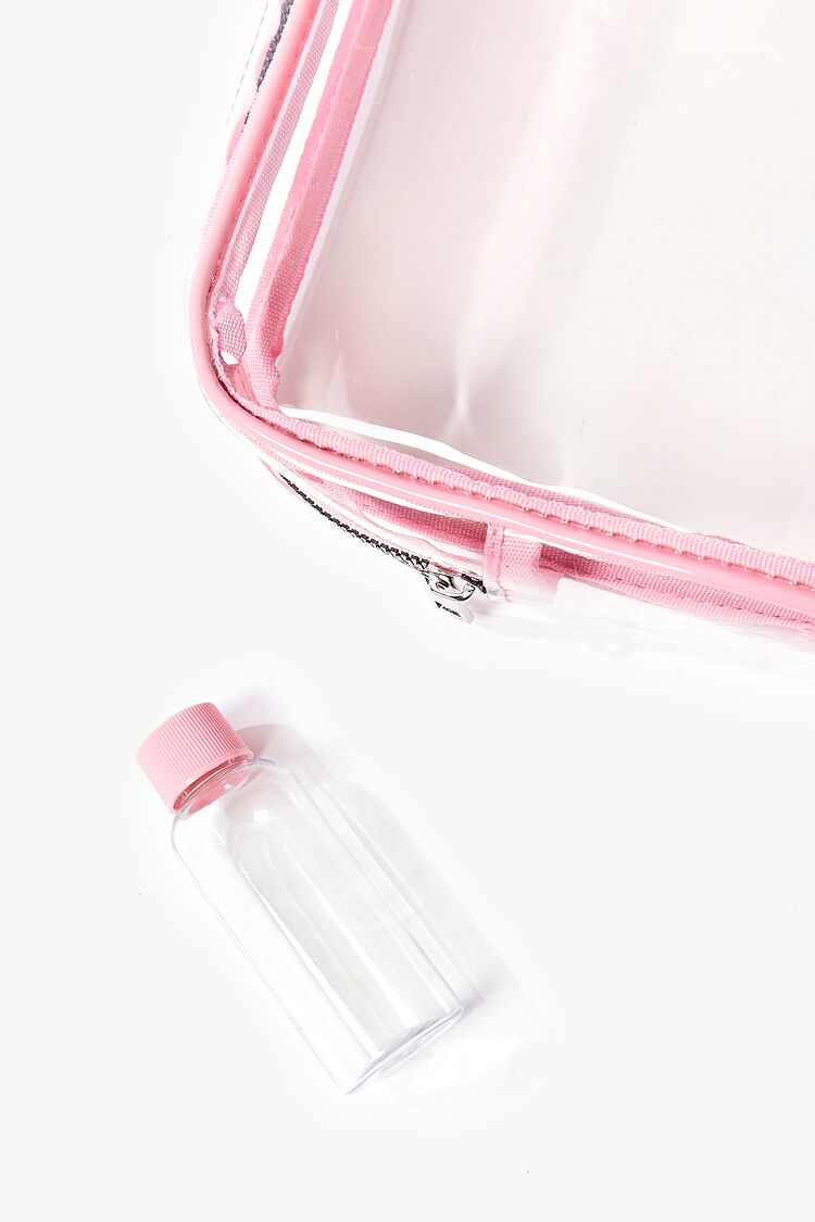 Makeup Bag & Travel Bottle Set in Cream/Pink bag on sale 2022 5