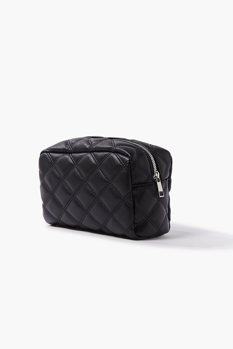 Women Quilted Faux Leather Makeup Bag in Black FOREVER 21 on sale 2022