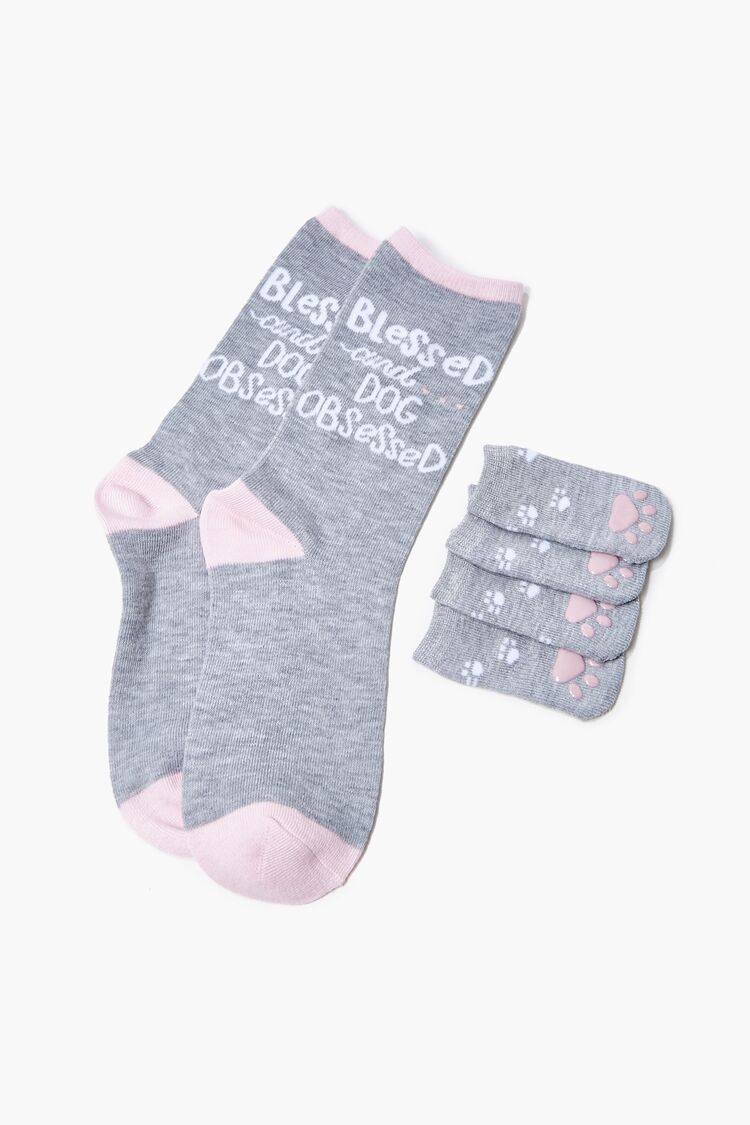 Blessed Graphic Crew & Dog Socks Set in Grey Accessories on sale 2022