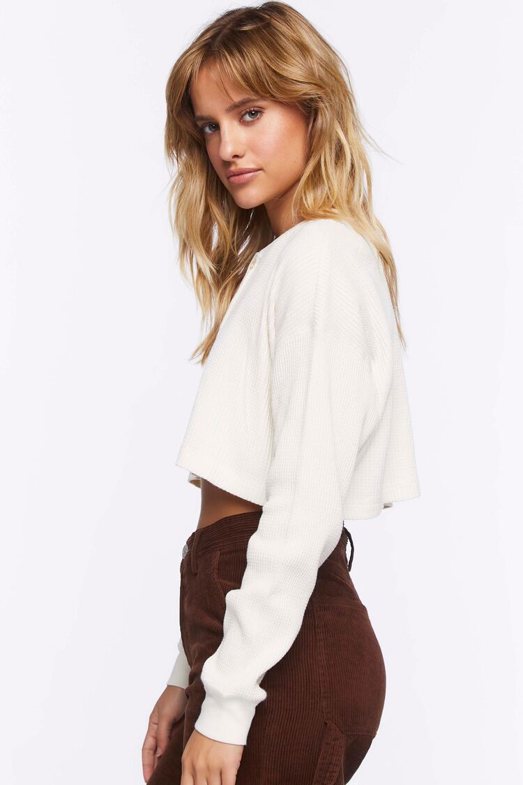 Women’s Cropped Henley Top in Vanilla,  XL Cropped on sale 2022 2