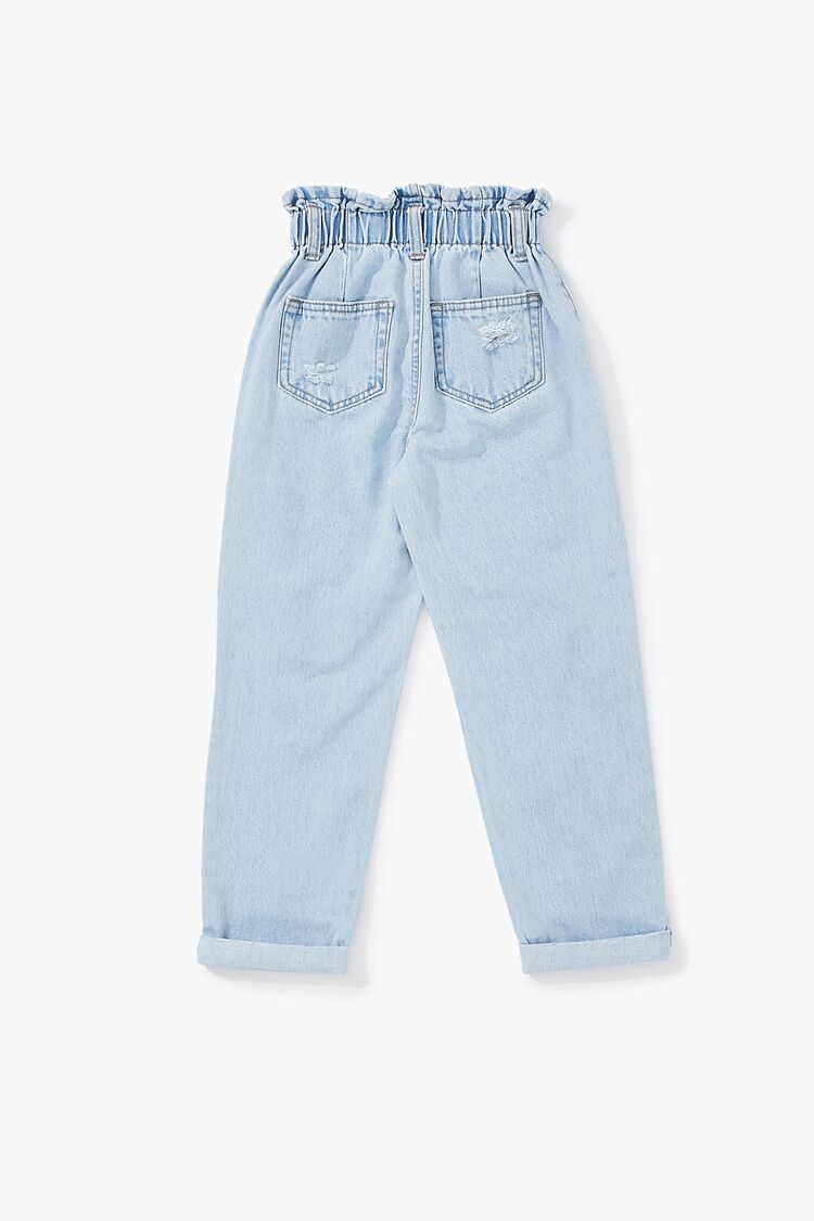 Girls Distressed Paperbag Jeans (Kids) in Light Denim,  13/14 (Girls on sale 2022 2