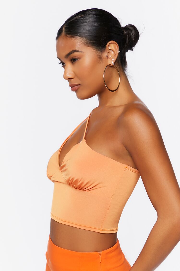 Women Cutout One-Shoulder Crop Top in Orange Large FOREVER 21 on sale 2022 2