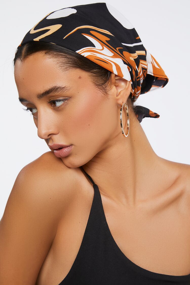 Marble Print Scarf Headwrap in Black Accessories on sale 2022 2
