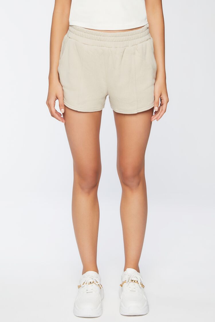 Women French Terry High-Rise Shorts in Khaki Medium FOREVER 21 on sale 2022 2