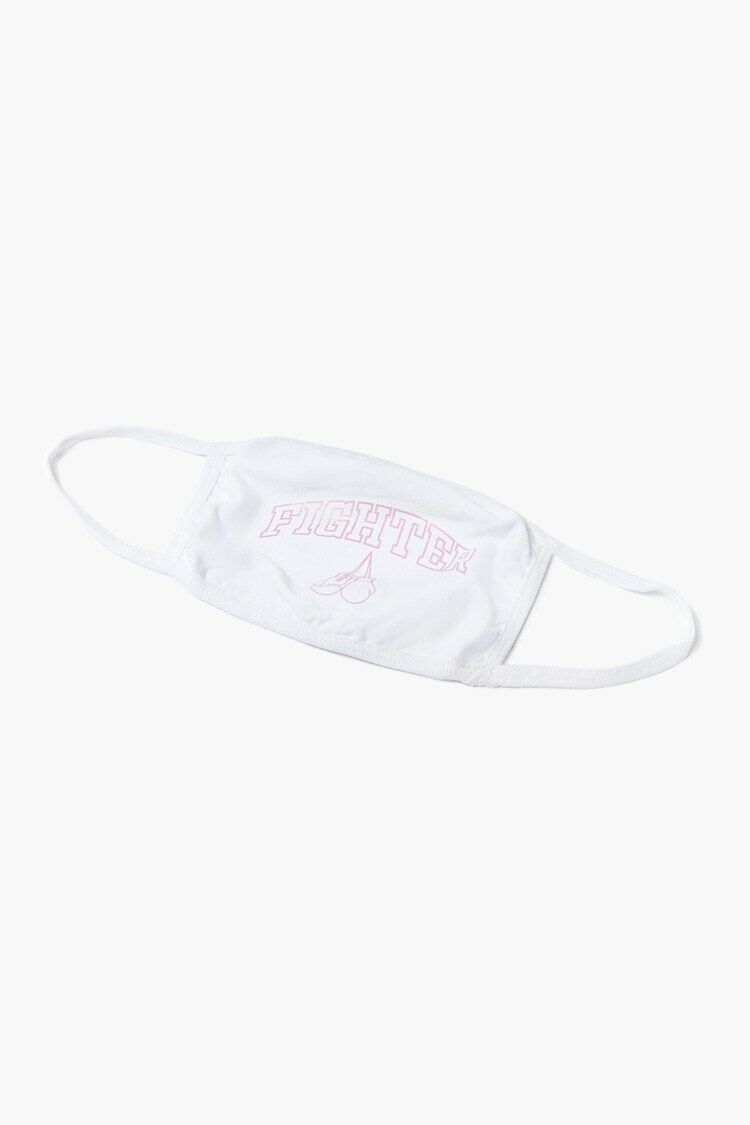 Women Stand Up To Cancer Fighter Face Mask in White/Pink FOREVER 21 on sale 2022