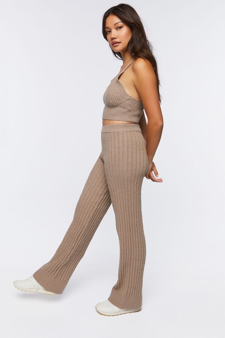 Women’s Rib-Knit Cami & Pants Set in Taupe Large cami on sale 2022 2
