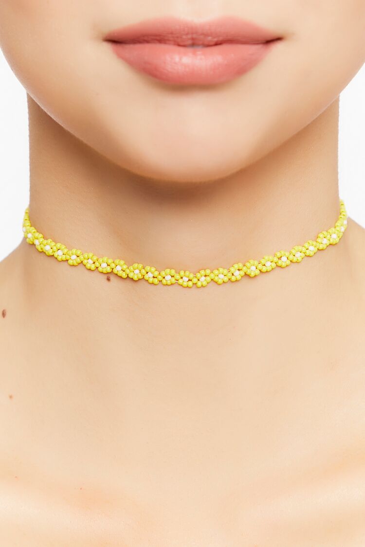 Women’s Beaded Floral Choker in Yellow Accessories on sale 2022