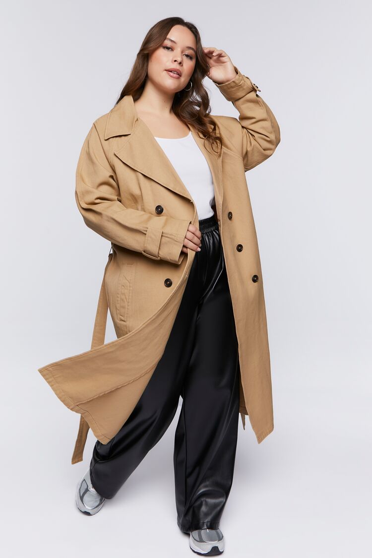 Plus Size Twill Trench Coat