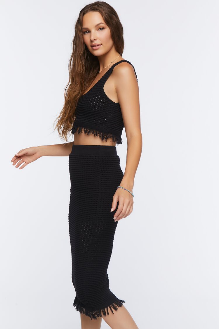 Women’s Crochet Tank Top & Skirt Set in Black Large black on sale 2022 2