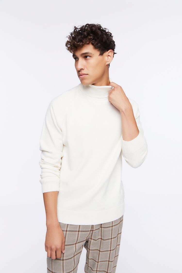 Men Turtleneck Raglan Sweater in Cream Large 21MEN on sale 2022