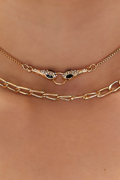 Women’s Rhinestone Snake Choker Necklace Set in Gold Accessories on sale 2022 2