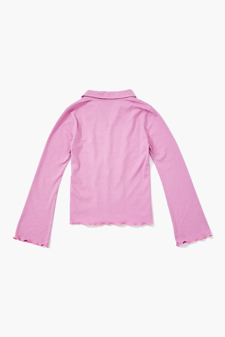 Girls Ribbed Lettuce-Edge Top (Kids) in Pink,  13/14 (Girls on sale 2022 2