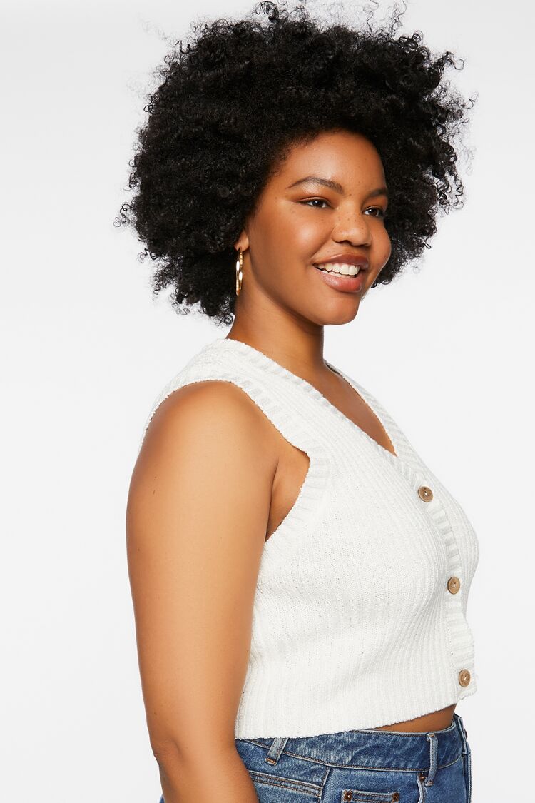 Women Sweater-Knit Cropped Vest in Vanilla,  3X PLUS on sale 2022 2
