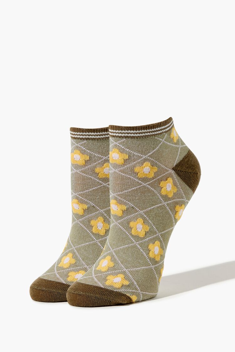 Floral Ankle Socks in Olive Accessories on sale 2022