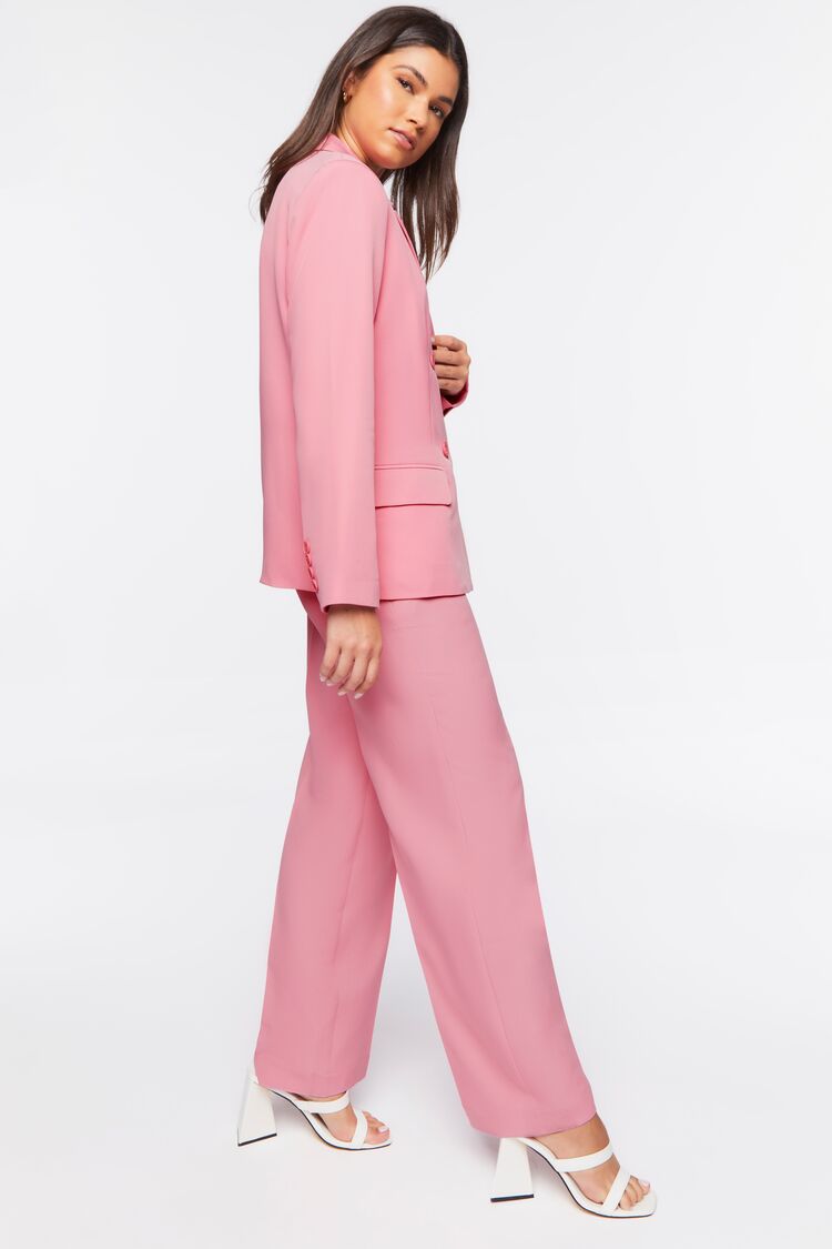 Women Double-Breasted Suit Blazer & Pants Set in Pink Large FOREVER 21 on sale 2022 2
