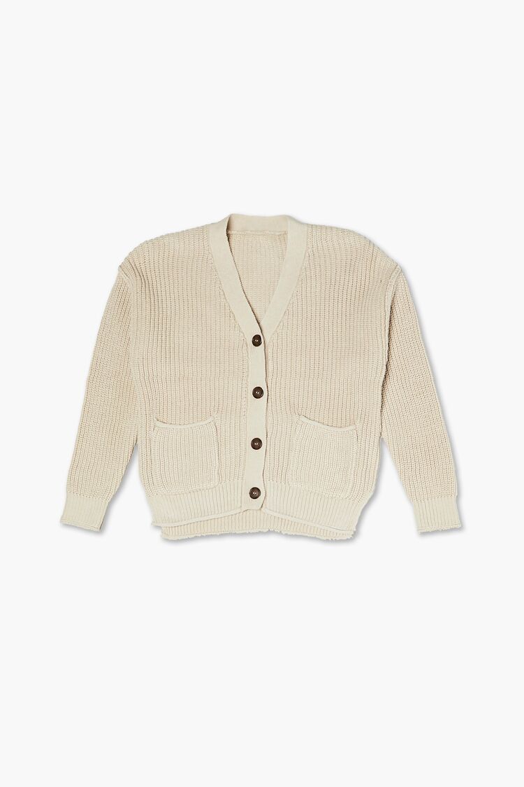Girls Ribbed Cardigan Sweater (Kids) in Tan,  9/10 (Girls on sale 2022