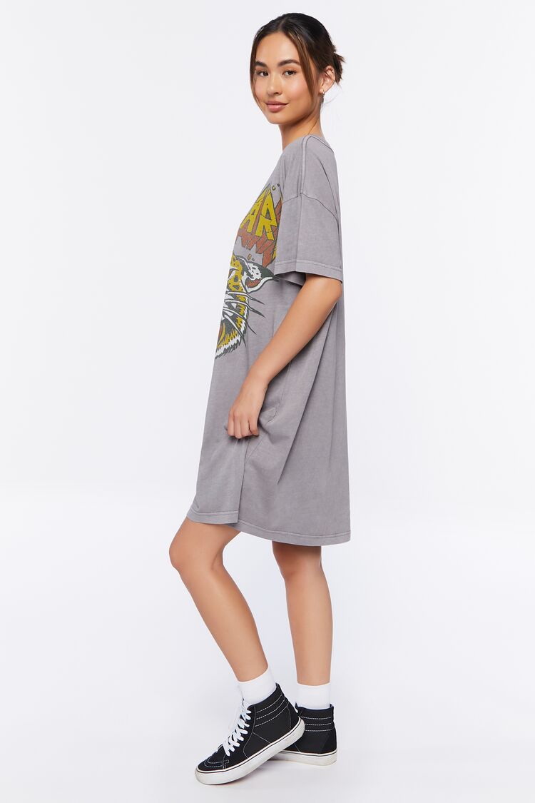 Women Def Leopard Graphic T-Shirt Dress in Grey,  XS FOREVER 21 on sale 2022 2