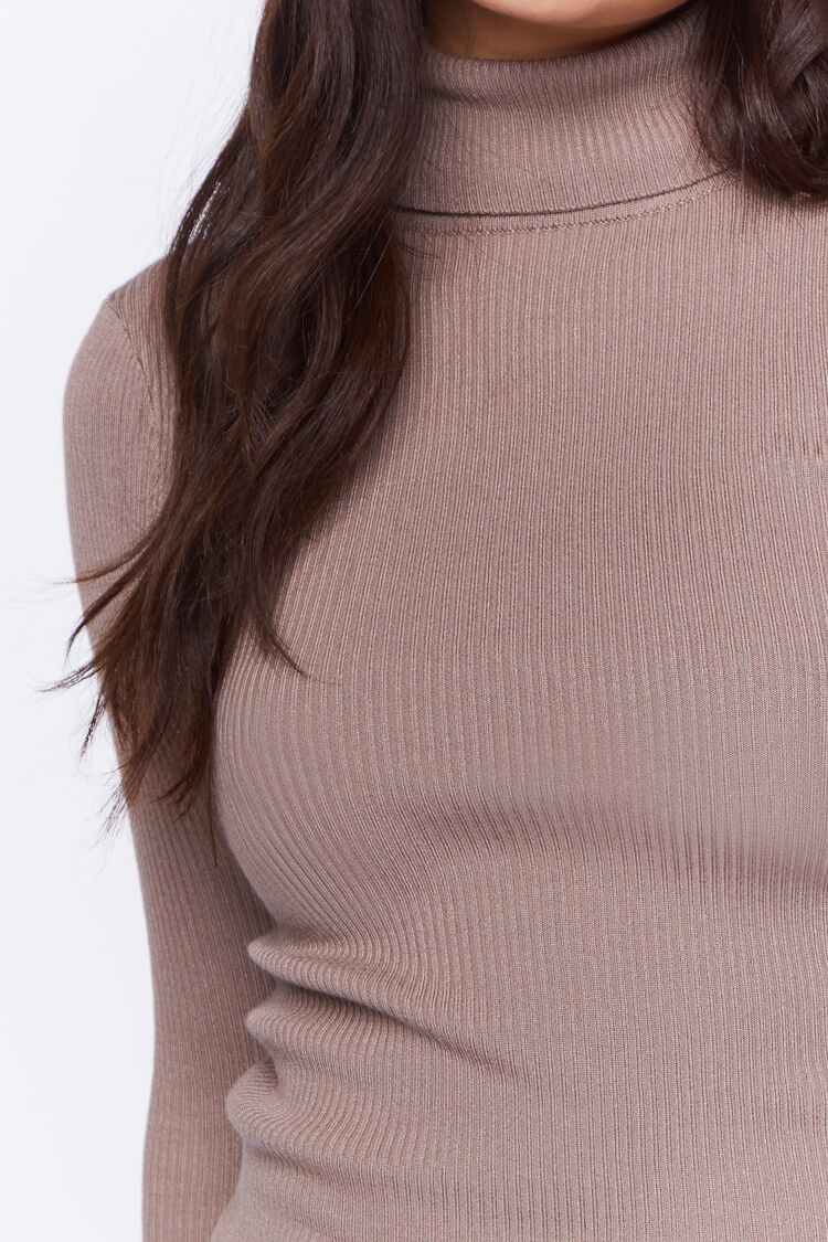 Women’s Ribbed Turtleneck Sweater-Knit Top in Taupe,  XL Forever on sale 2022 7