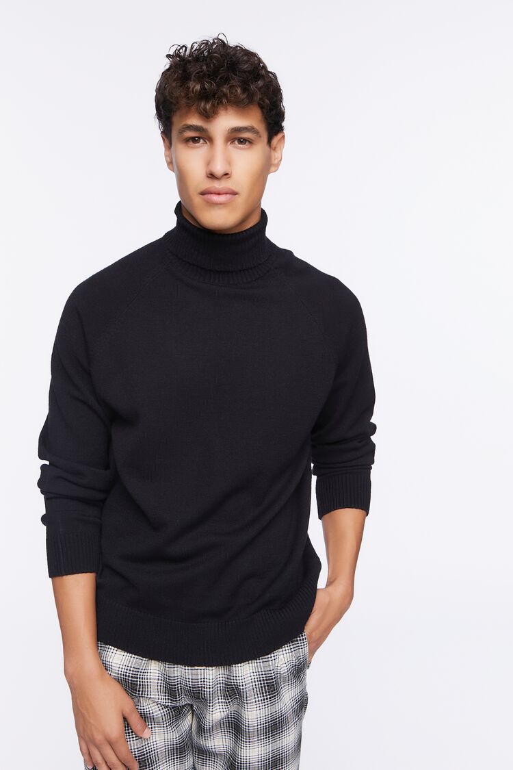 Men Turtleneck Raglan Sweater in Black,  XXL 21MEN on sale 2022