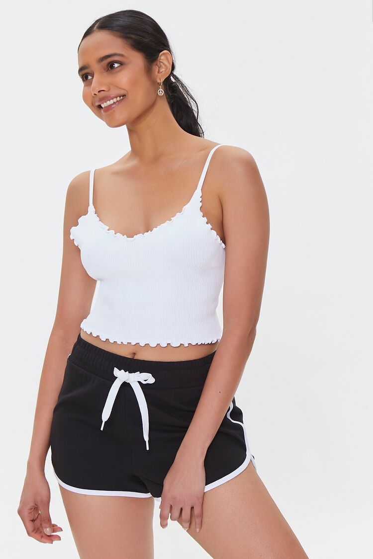 Women French Terry Ringer Shorts in Black/White,  XS FOREVER 21 on sale 2022