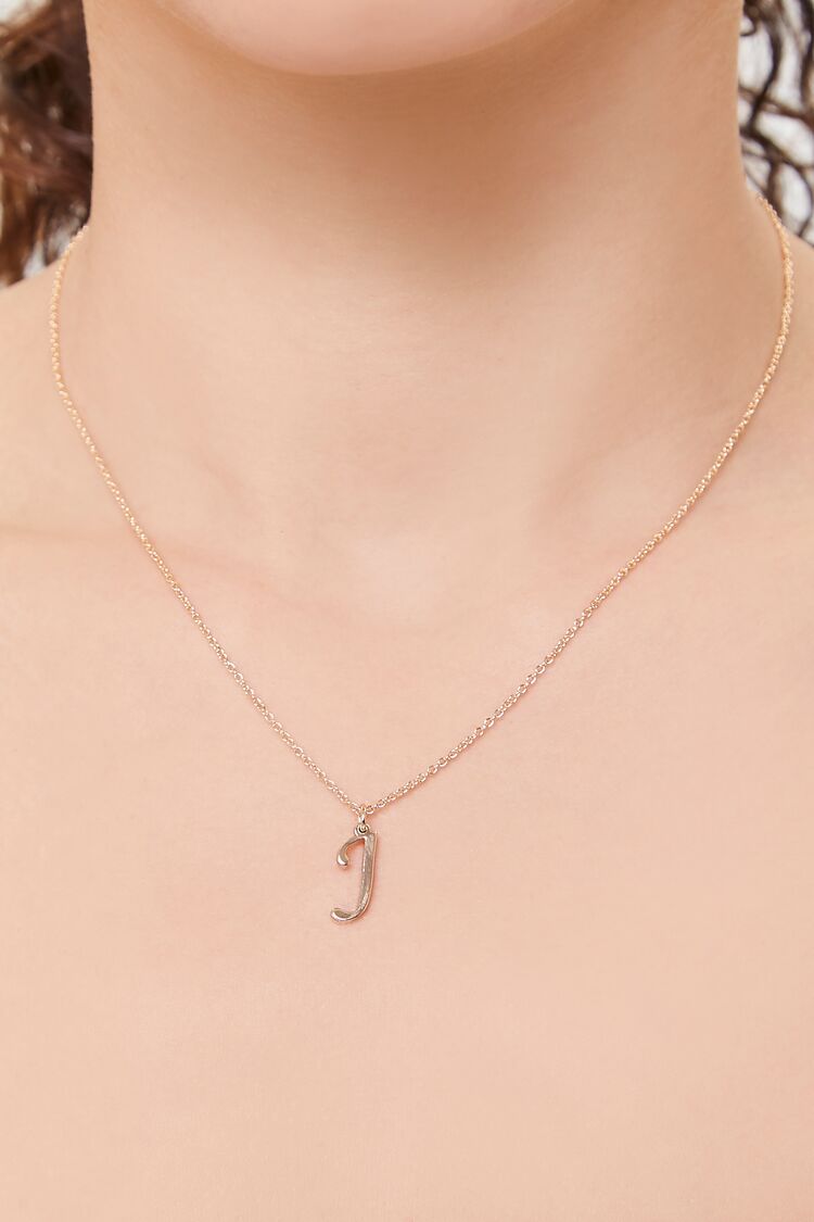 Women Initial Pendant Chain Necklace in Gold/J FOREVER 21 on sale 2022