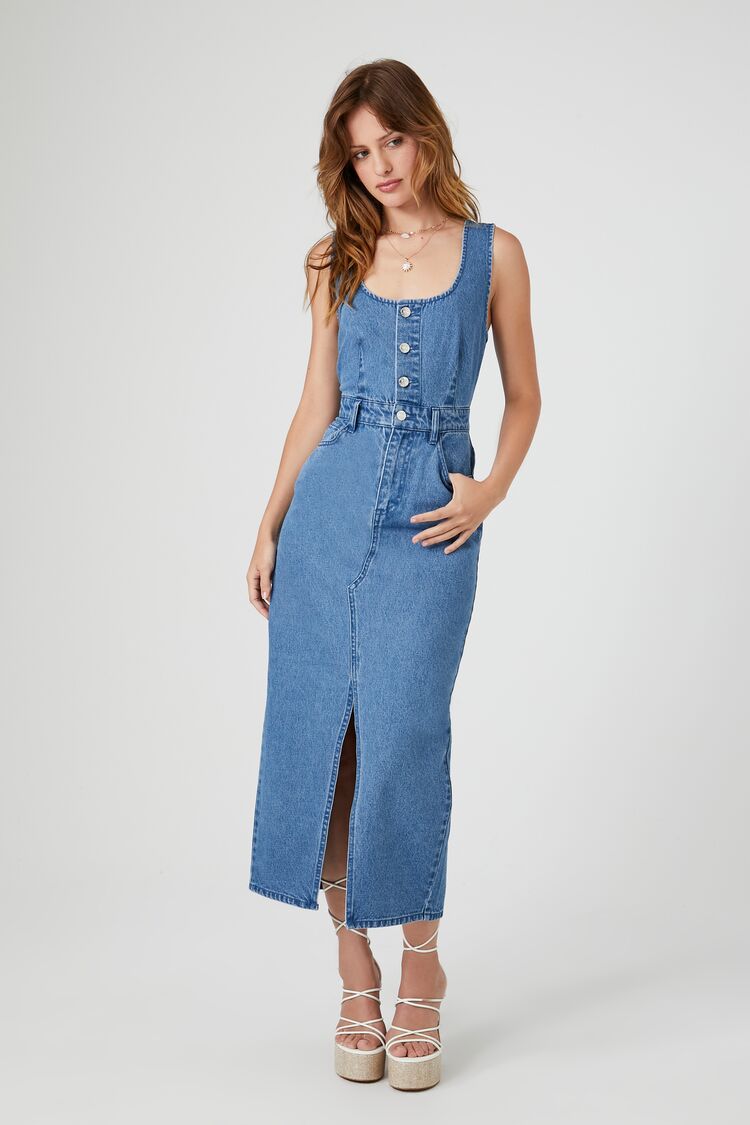 Sleeveless Denim Midi Dress