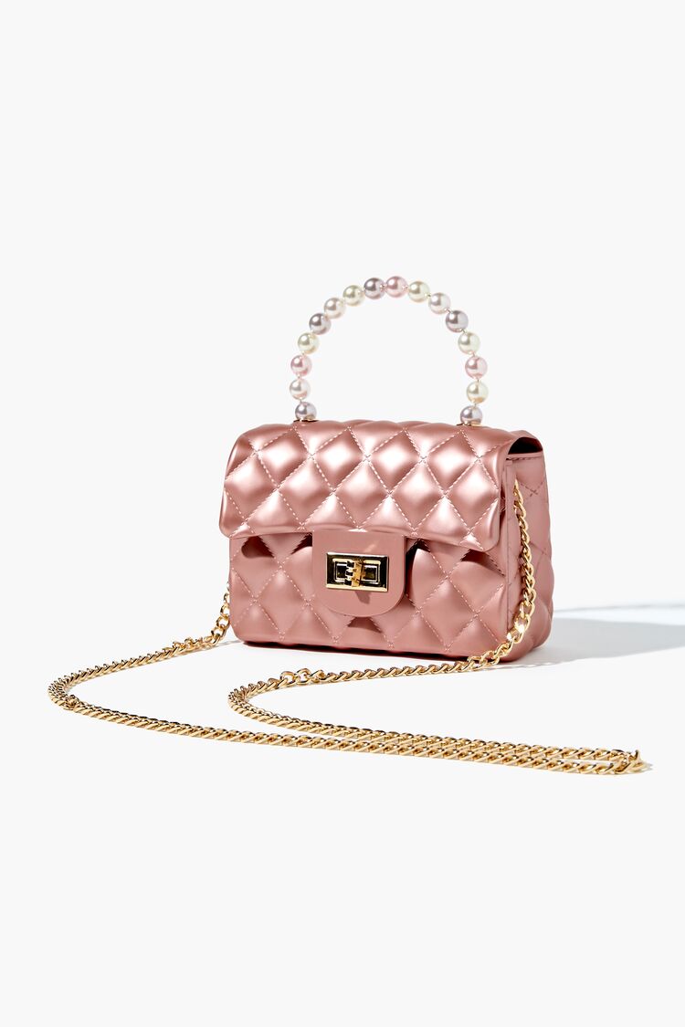 Women’s Metallic Quilted Crossbody Bag in Rose Gold Accessories on sale 2022 2