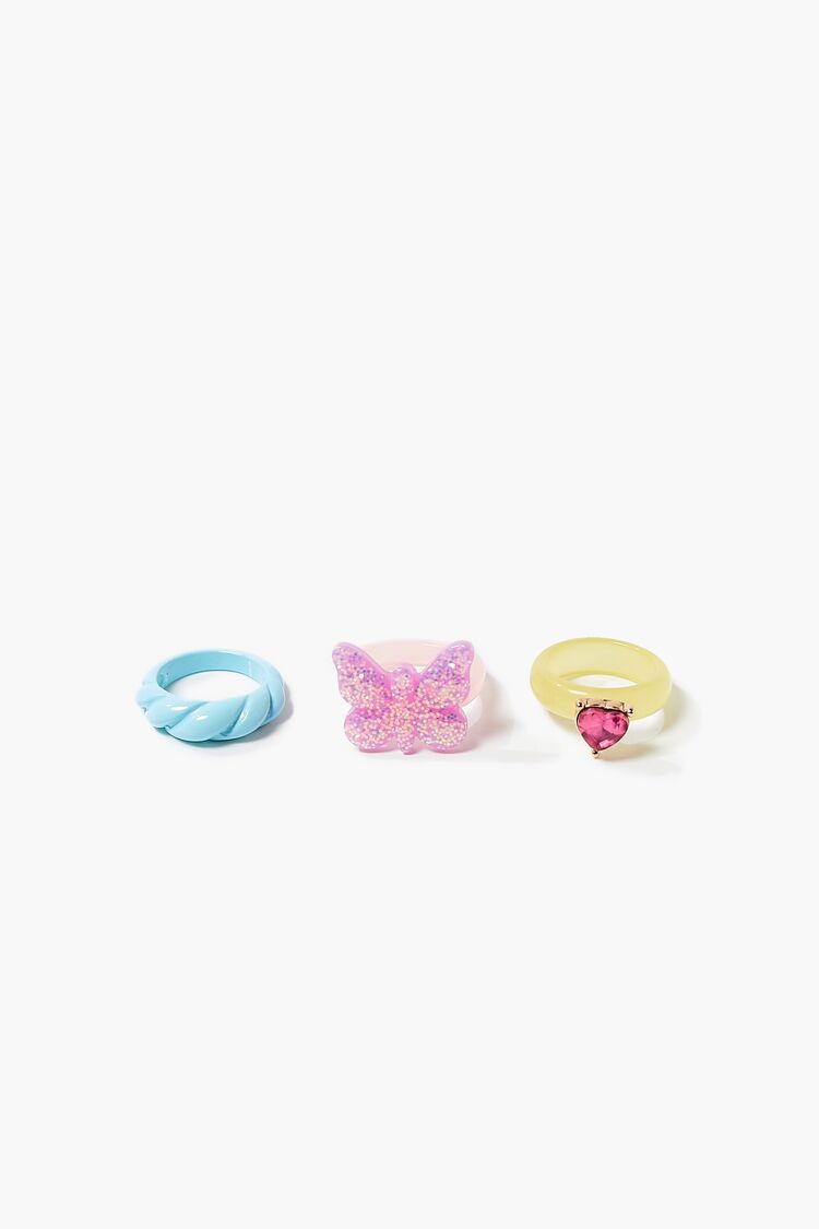 Women Butterfly Cocktail Ring Set in Pink/Blue,  6 FOREVER 21 on sale 2022