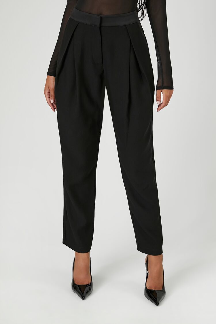 Women's High-Rise Ankle Trousers in Black,  XS