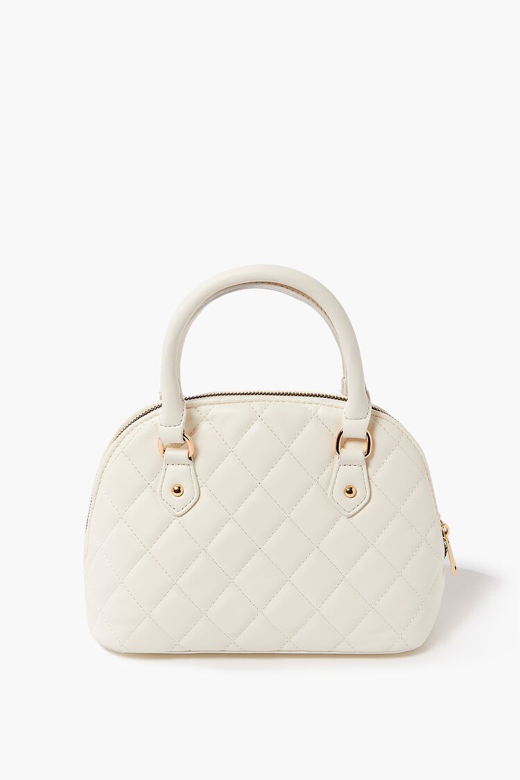 Women Quilted Faux Leather Satchel in White FOREVER 21 on sale 2022 2