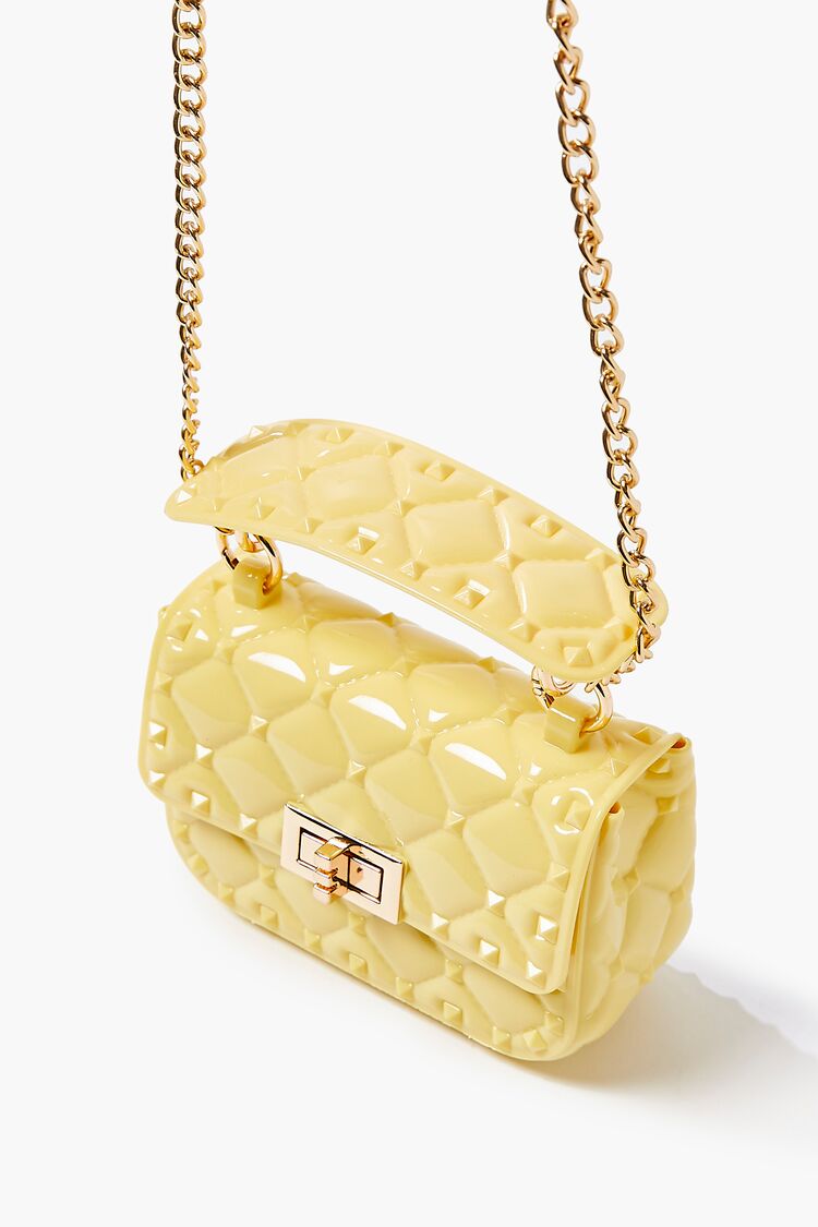 Women’s Quilted Vinyl Chain Crossbody Bag in Yellow Accessories on sale 2022 2