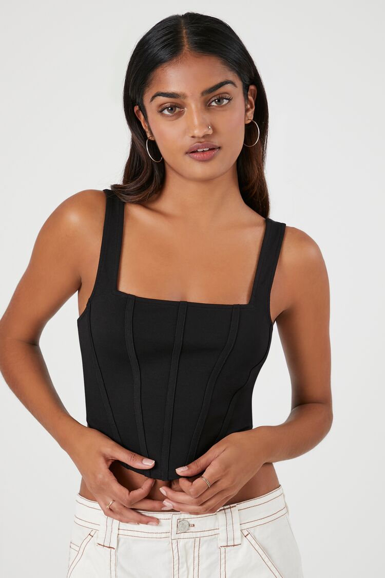 Curved Hem Bustier Crop Top