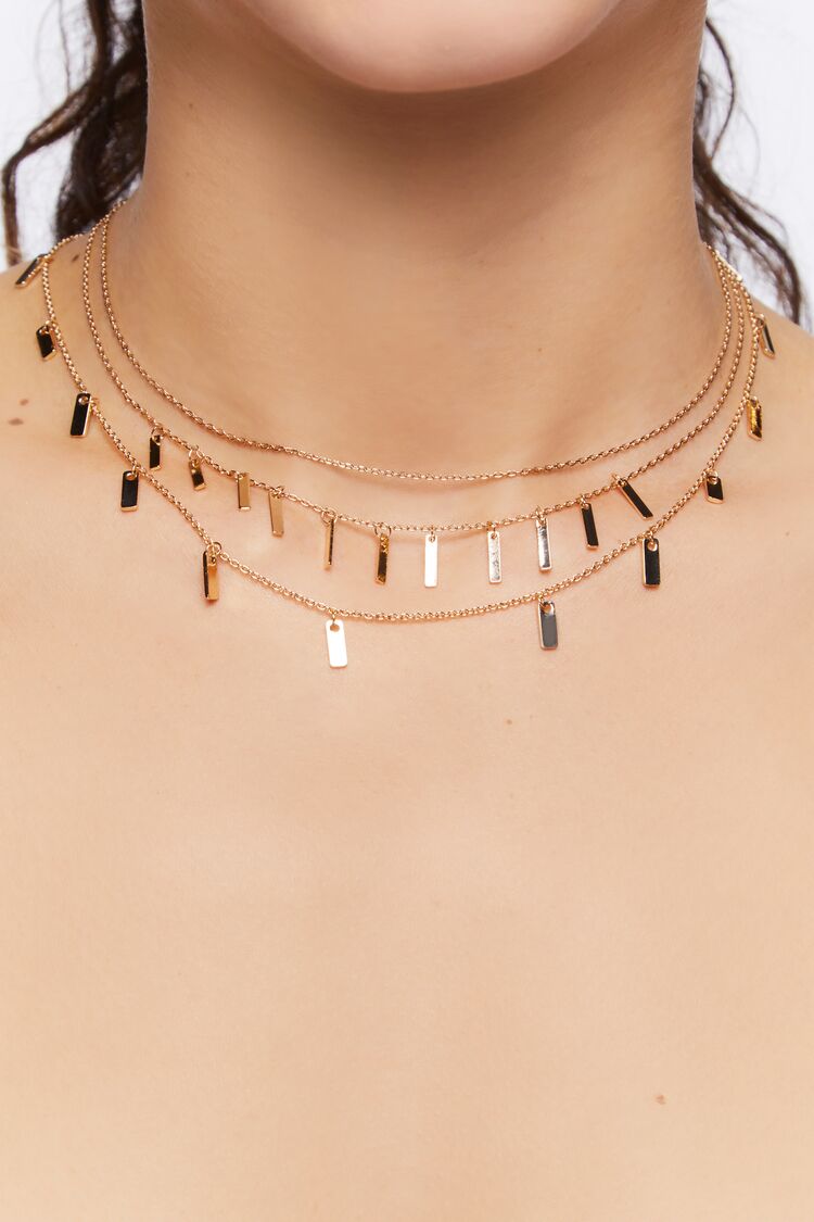 Women’s Matchstick Layered Necklace Set in Gold Accessories on sale 2022