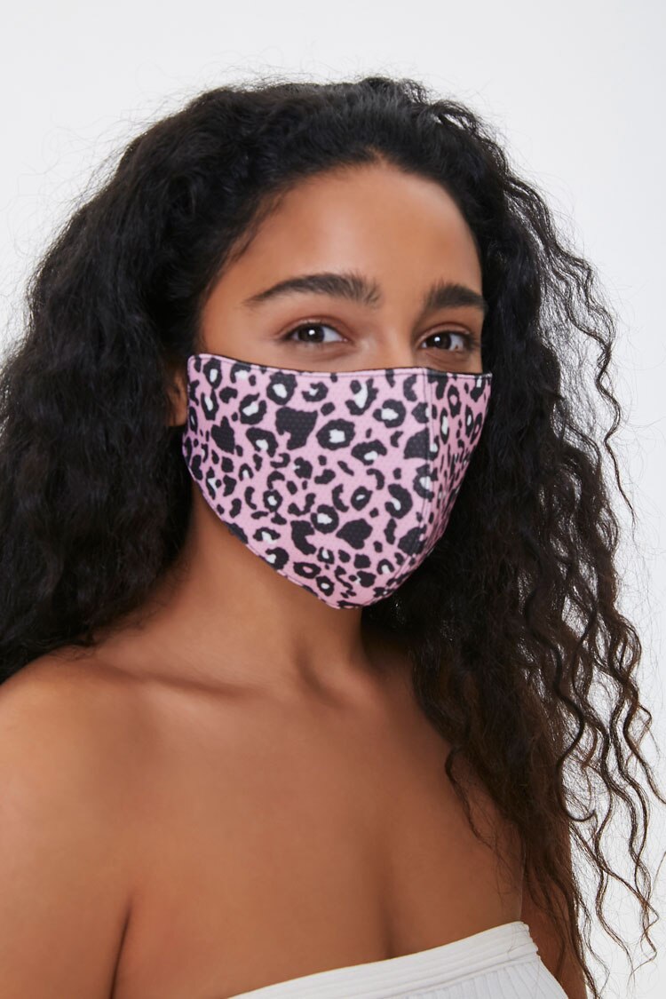 Women Leopard Print Face Mask in Pink/Black FOREVER 21 on sale 2022