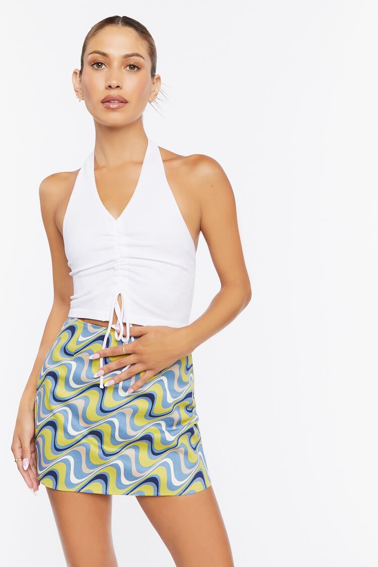 Women Abstract Print Mini Skirt in Lime,  XS FOREVER 21 on sale 2022