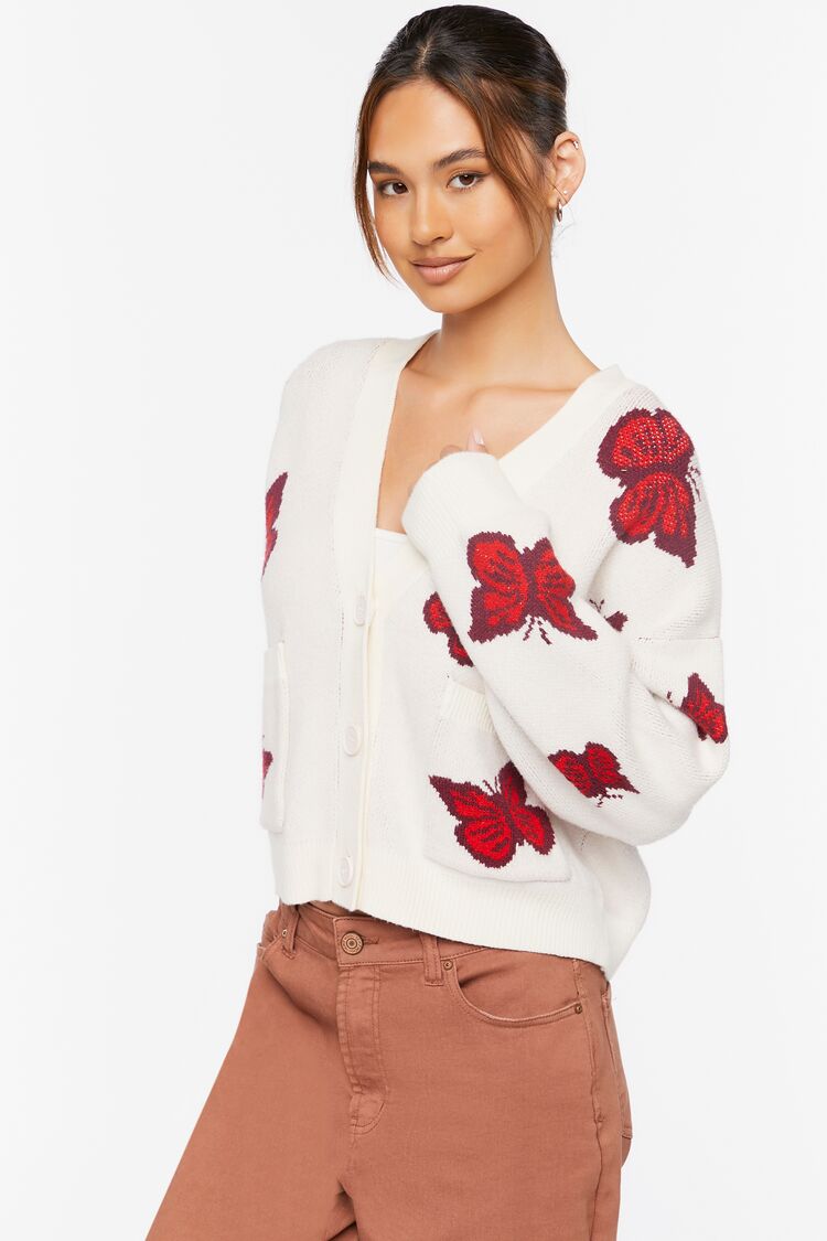 Women’s Butterfly Cardigan Sweater in White Medium Butterfly on sale 2022 4